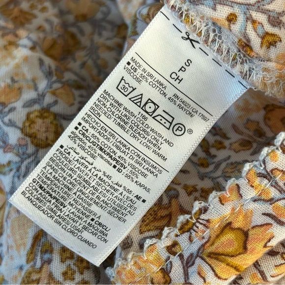 ❤️ Old Navy Floral Blouse Boho Peasant Short Sleeve Peplum Off Shoulder Ruche S - Picture 6 of 9